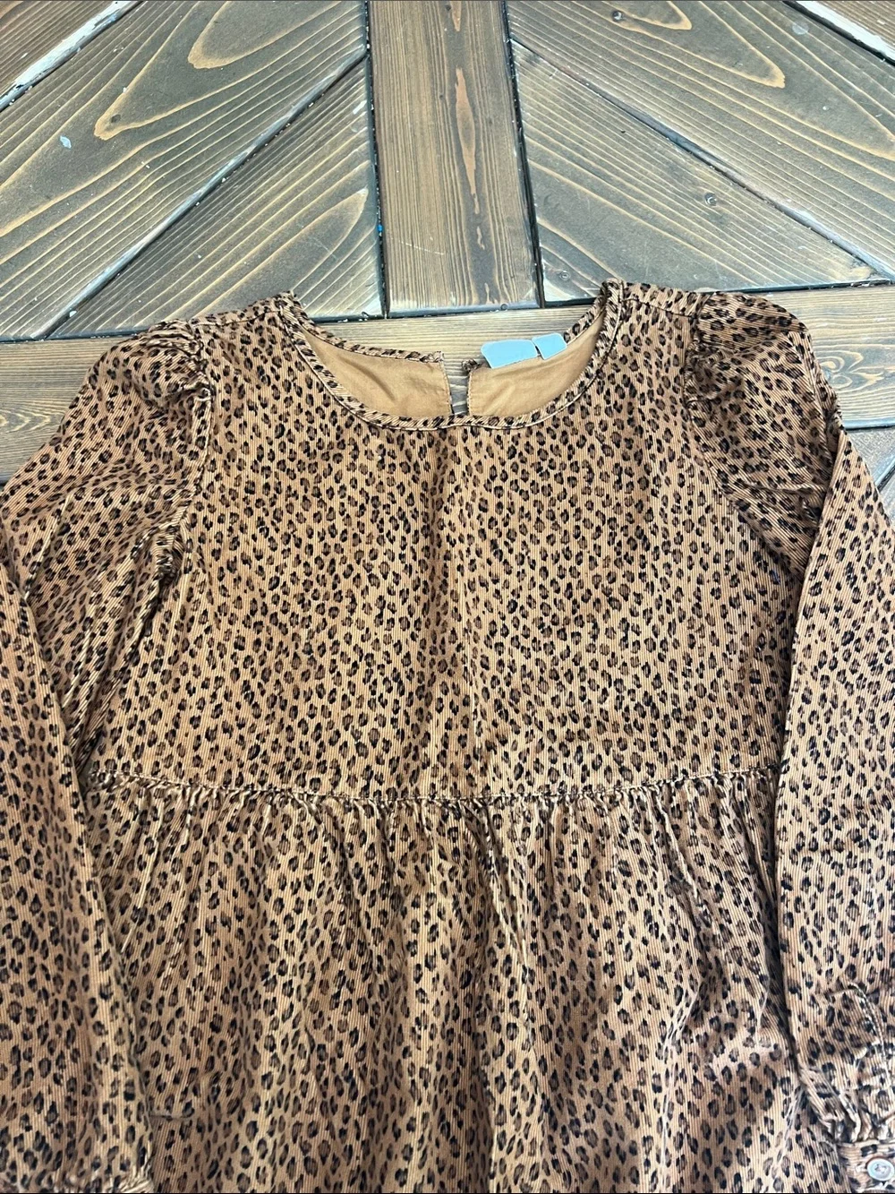 GAP Brown Leopard Print Long Sleeve Tunic Dress